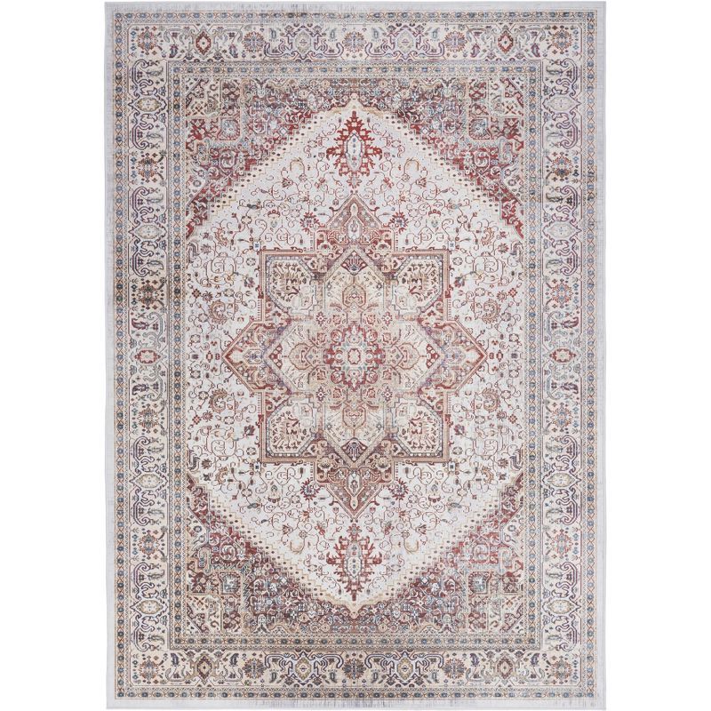 Ivory Red Persian Style Flatweave 5' x 7' Area Rug