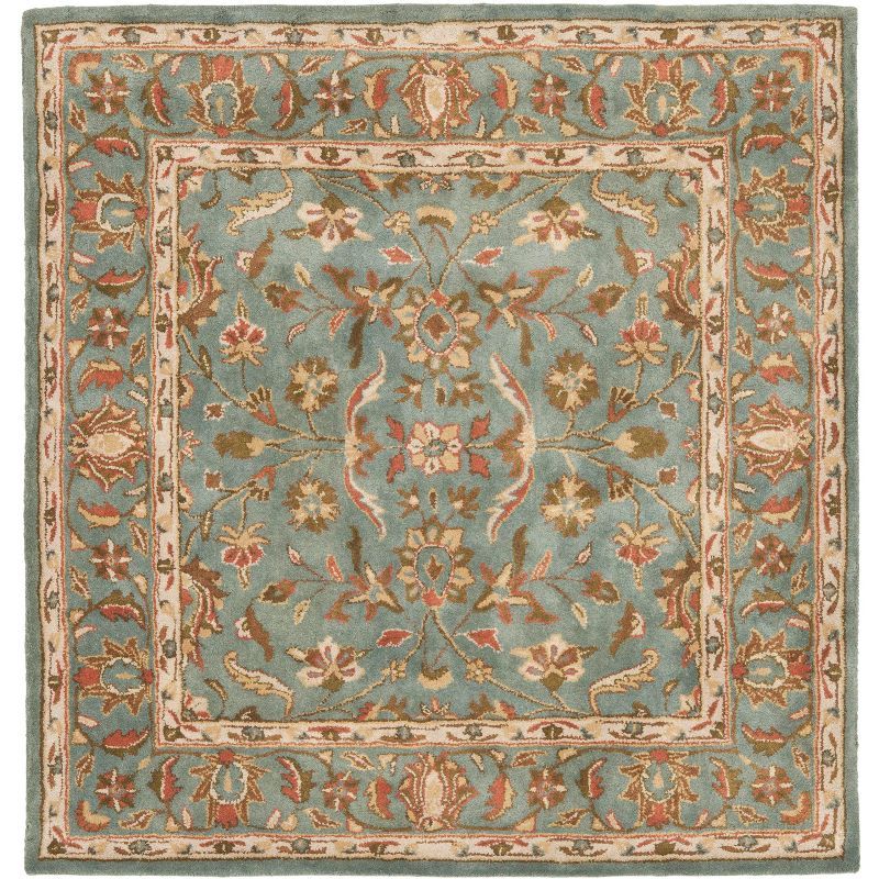 Hand-Tufted Blue Wool Square Area Rug, 6' x 6'