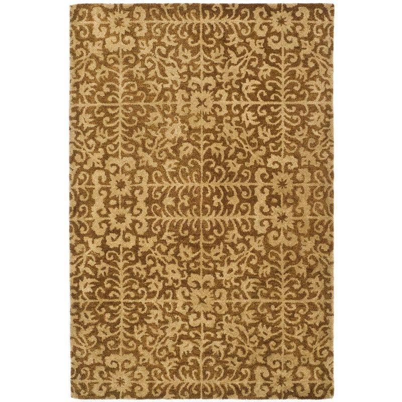 Antiquity Gold and Beige Hand-Tufted Wool Area Rug 4' x 6'