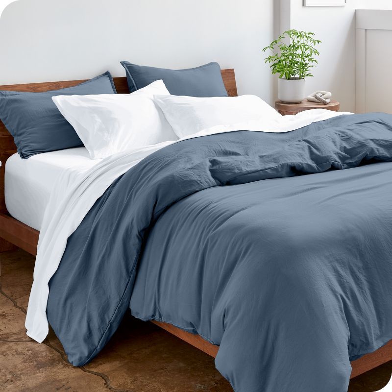 Washed Bering Sea Queen Duvet Cover and Sham Set by Bare Home