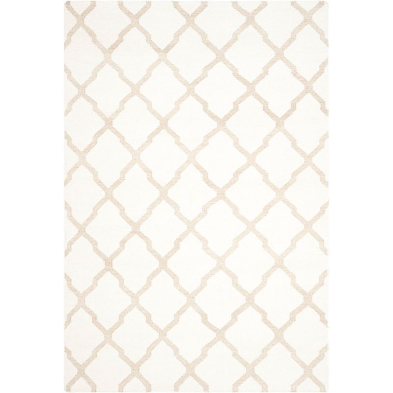 Ivory and Camel Handwoven Wool Flat Weave Area Rug