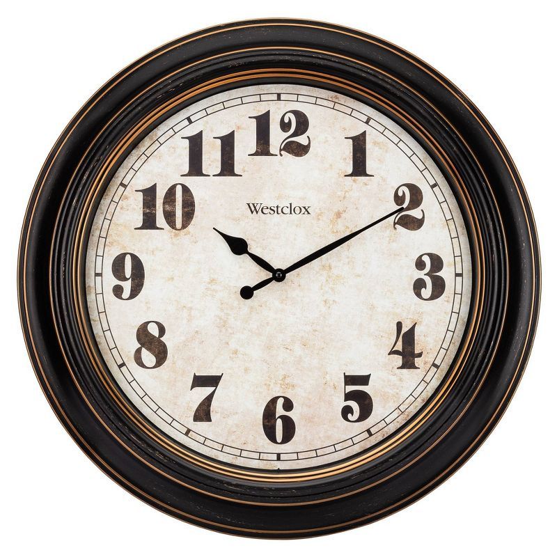 Westclox 24" Black and Gold Oversized Round Wall Clock