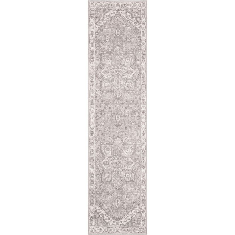 Elegant Cream/Grey Synthetic 2' x 10' Runner Rug