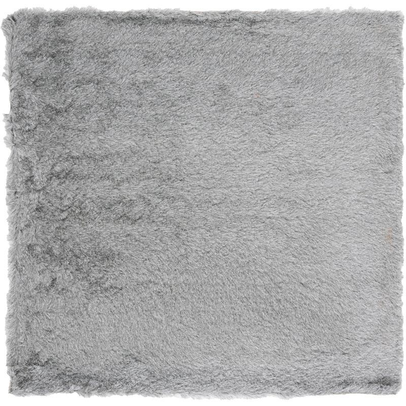 Silver Hand-Tufted Square Shag Area Rug