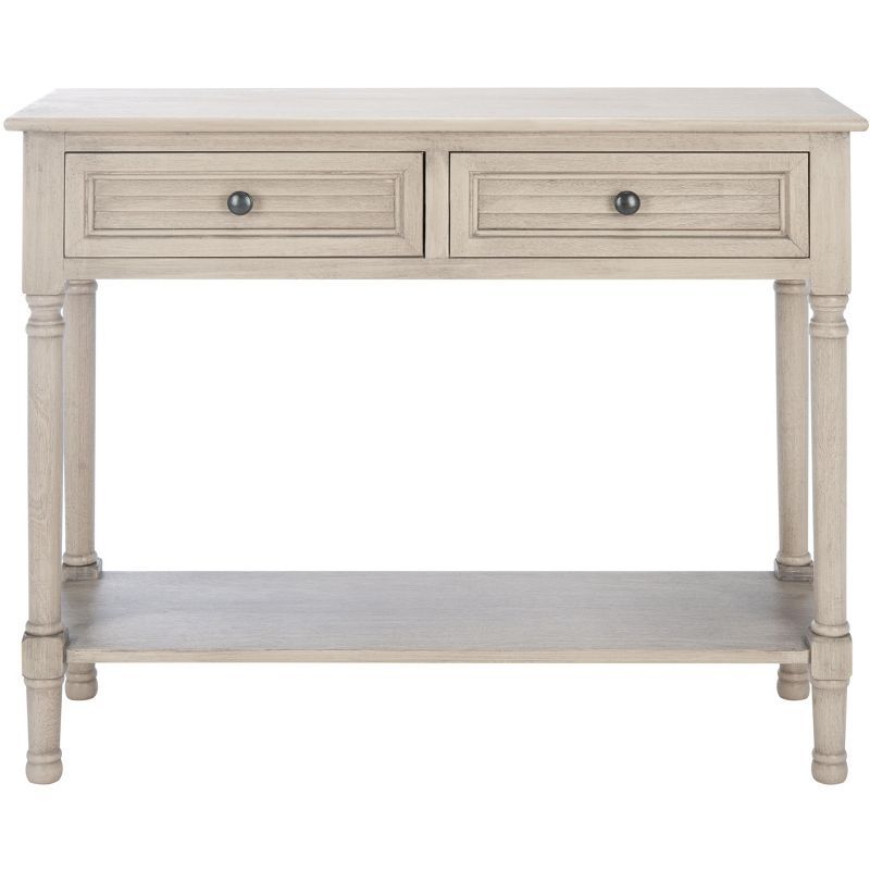 Greige Wood and Metal 2-Drawer Console Table