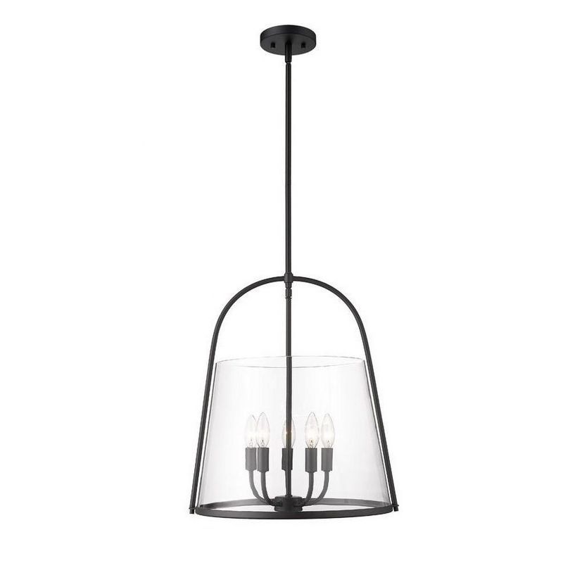 Matte Black Steel and Glass 5-Light Pendant