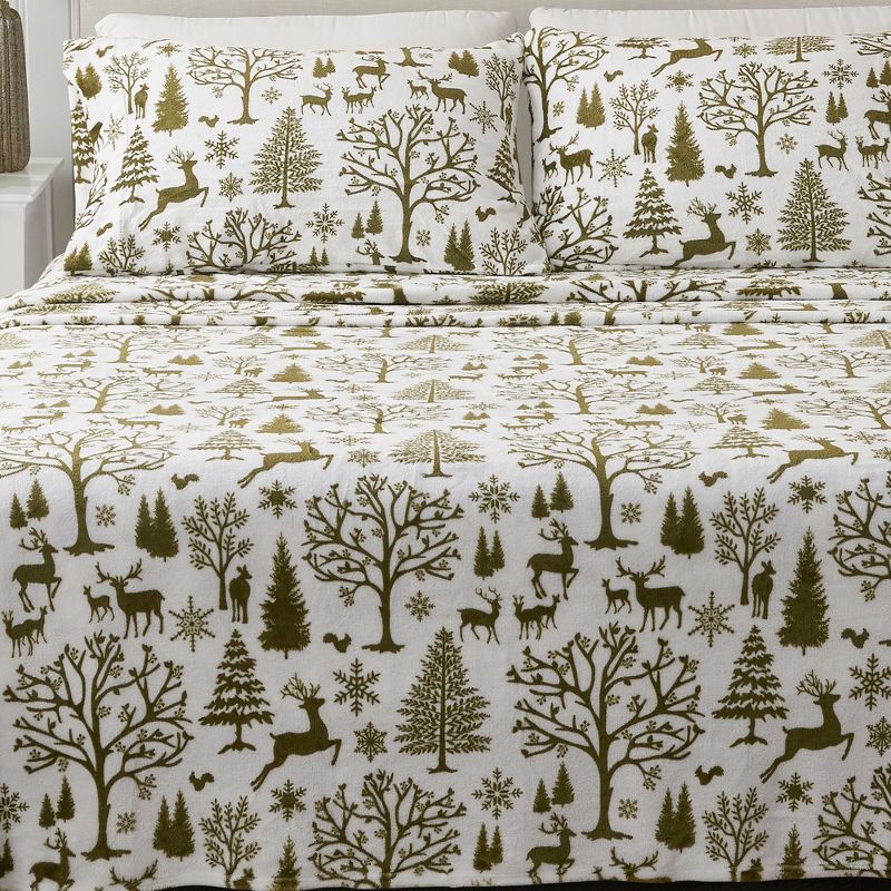 Olive Enchanted Woods Queen Microfiber Deep Pocket Sheet Set