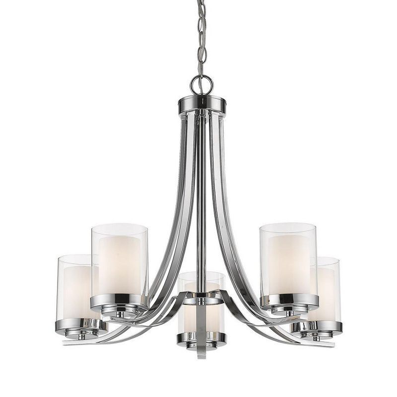 Willow Chrome 5-Light Chandelier with Matte Opal & Clear Glass Shades