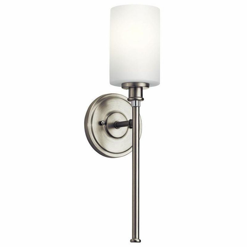 Transitional Nickel Wall Sconce with Cream Cylinder Shade