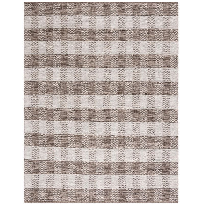 Gray and Brown Handmade Wool 8' x 10' Reversible Area Rug
