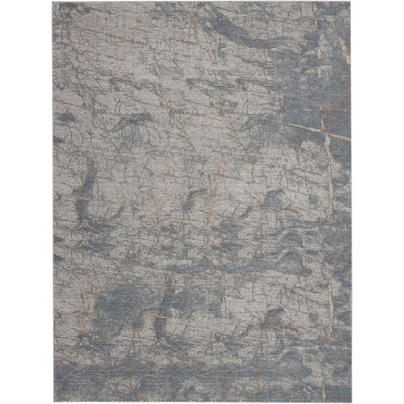 Modern Rustic Textures Light Grey/Blue Rectangular Area Rug 7'10" x 10'6"