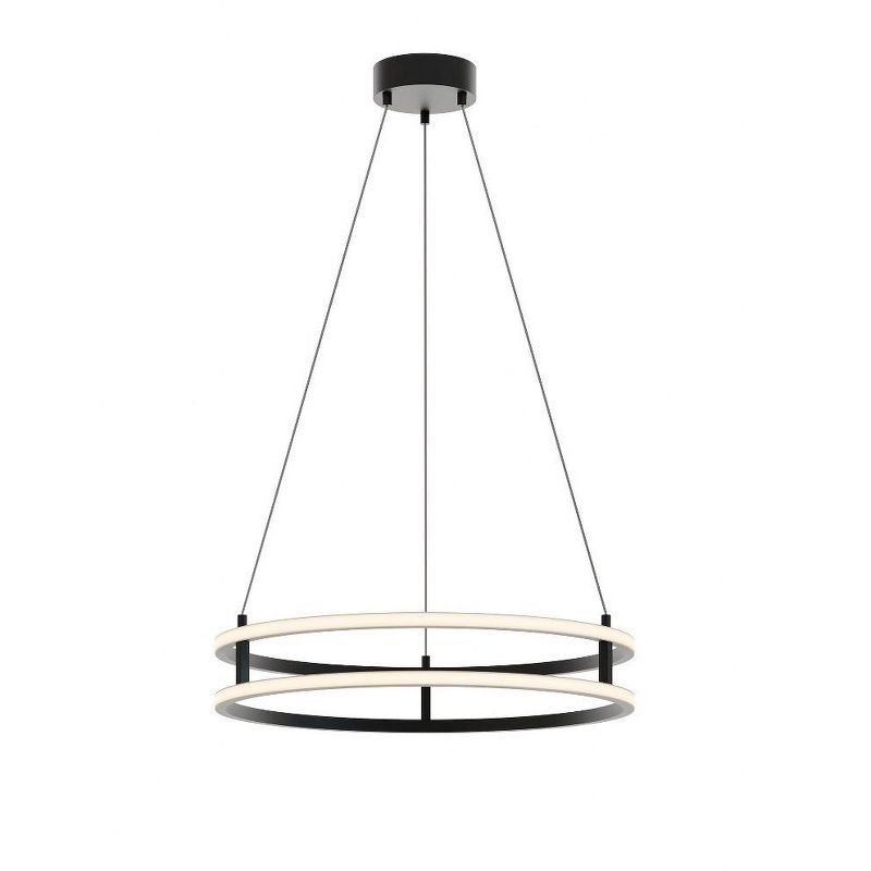 Gemini 24-Inch Black LED Dual Ring Pendant Light