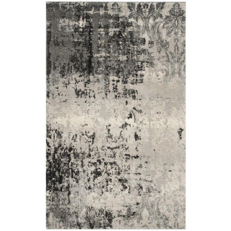 Luxurious Abstract Shag Area Rug in Gray - Easy Care Synthetic