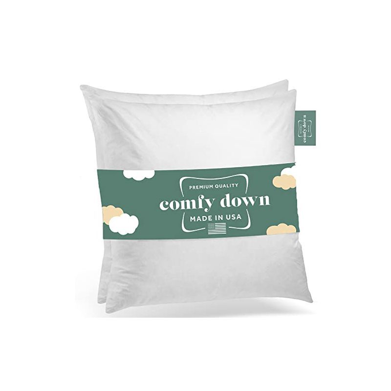 18x18 White Cotton Down Feather Throw Pillow Set