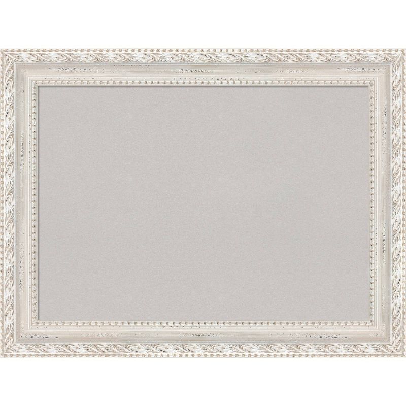 34" x 26" Gray Cork Bulletin Board with Ornate Wood Frame