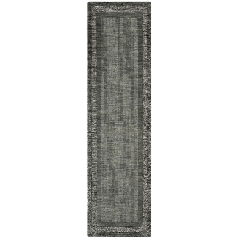 Charcoal and Blue Hand-Tufted Wool Runner Rug