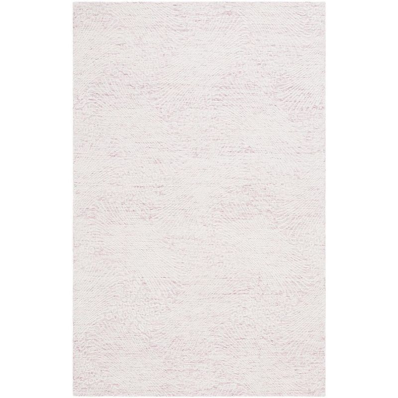 Ebony 5' x 8' Pink and Ivory Hand Tufted Wool Area Rug