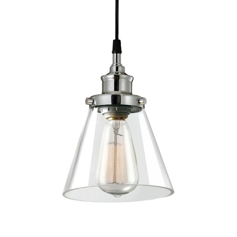 Parker Chrome Clear Glass Farmhouse Pendant Light