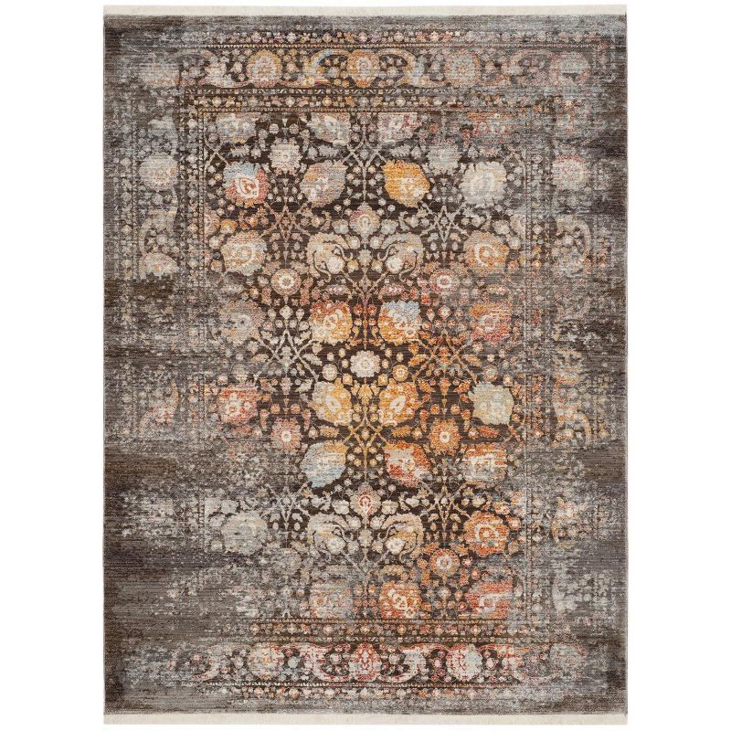 Multicolor Floral Motif Synthetic 6' x 9' Area Rug