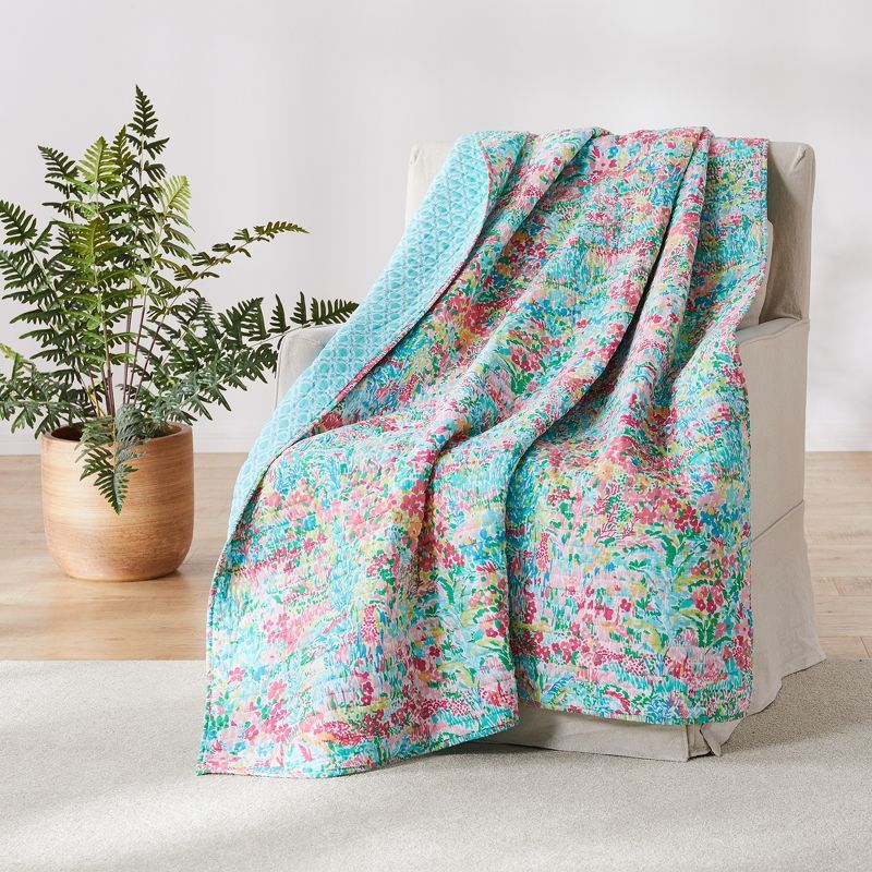 Karolynna Floral Reversible Cotton Quilted Throw 50x60in