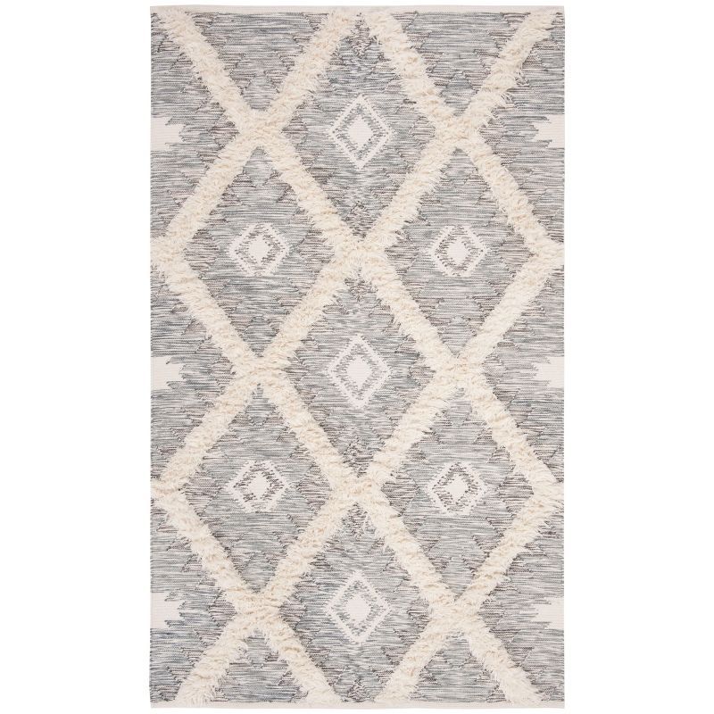 Ivory and Gray Hand-Knotted Wool 6' x 9' Area Rug