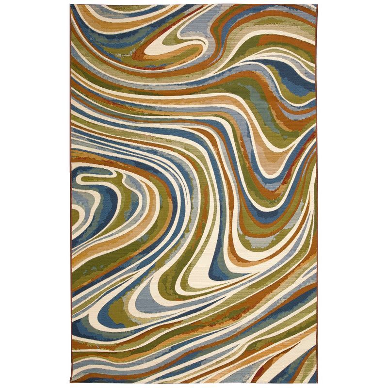 Serenity Tides Abstract Multicolor Indoor/Outdoor Rug