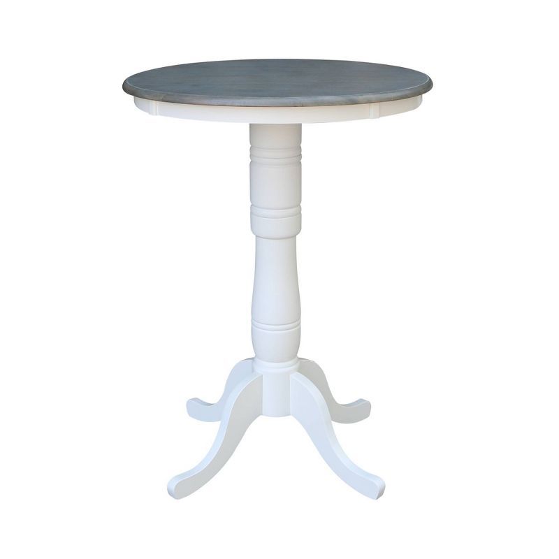 Heather Gray & White Round Extendable Bar Height Table