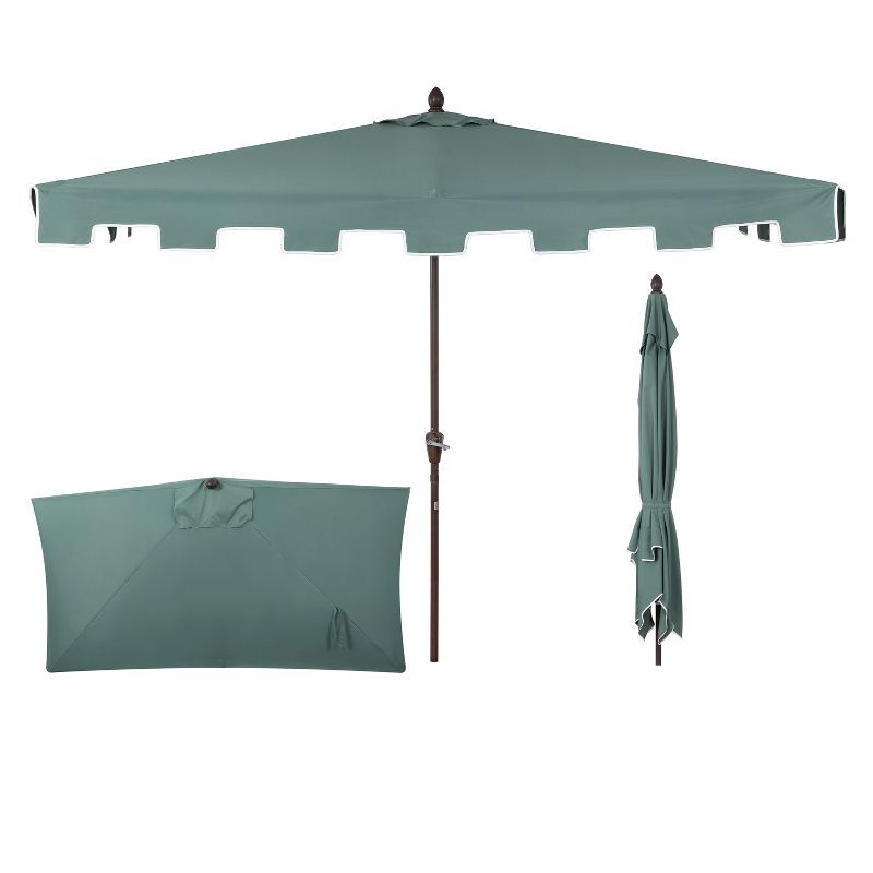 Sidney 9 ft. Green Aluminum MidCentury Patio Umbrella with Crank