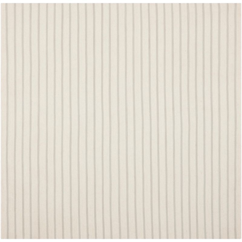 Handwoven White Wool 6' Square Dhurrie Area Rug