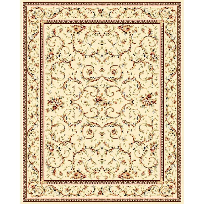 Ivory Floral Tufted Reversible Synthetic 9' x 12' Area Rug