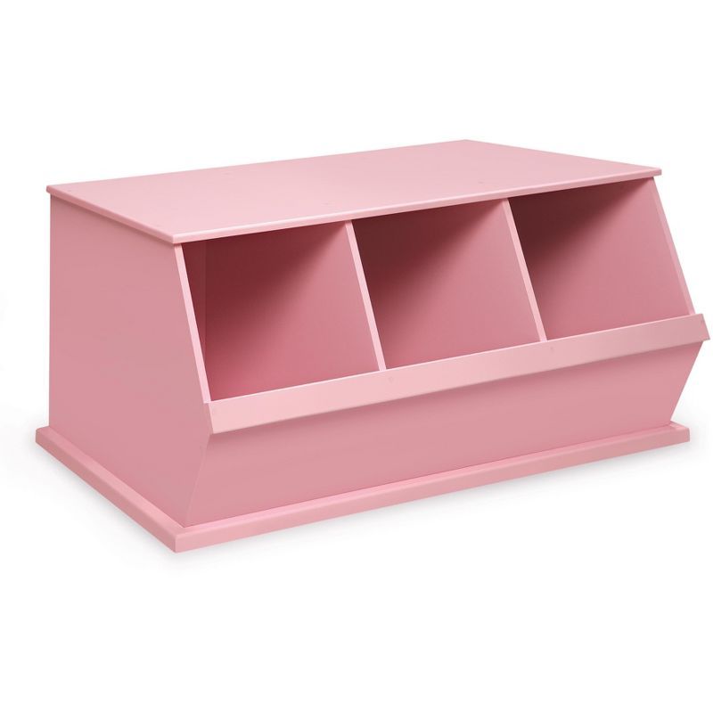 Pink Stackable MDF Three-Bin Kids Storage Cubby