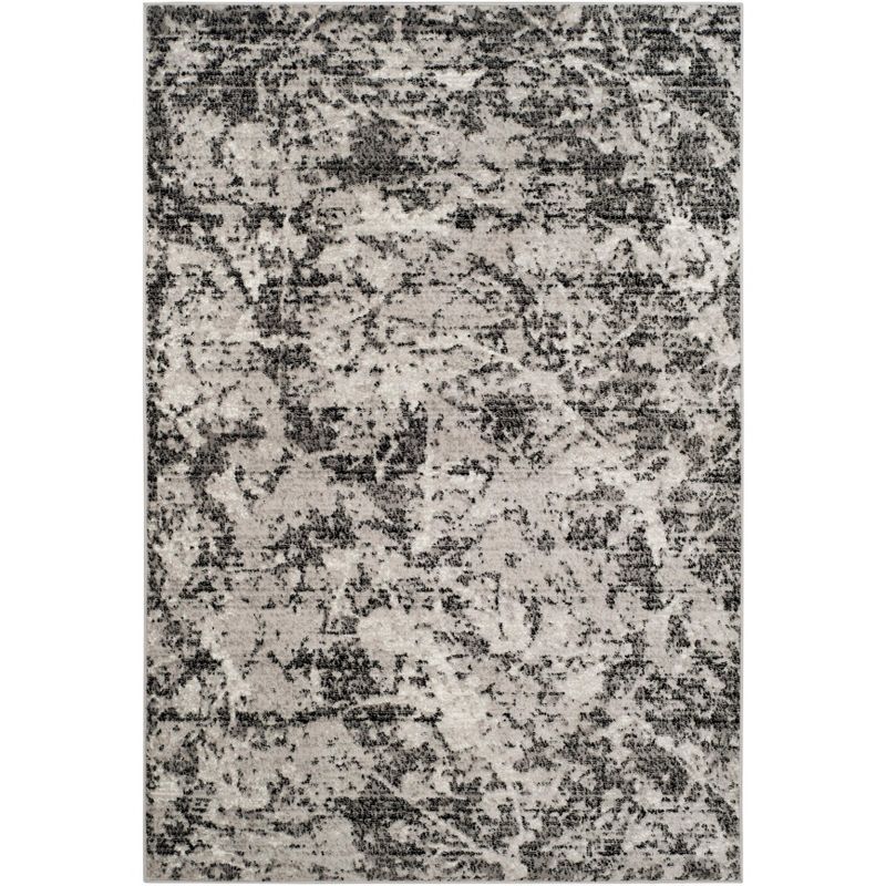 Charcoal and Ivory Abstract Synthetic 5'1" x 7'6" Reversible Area Rug