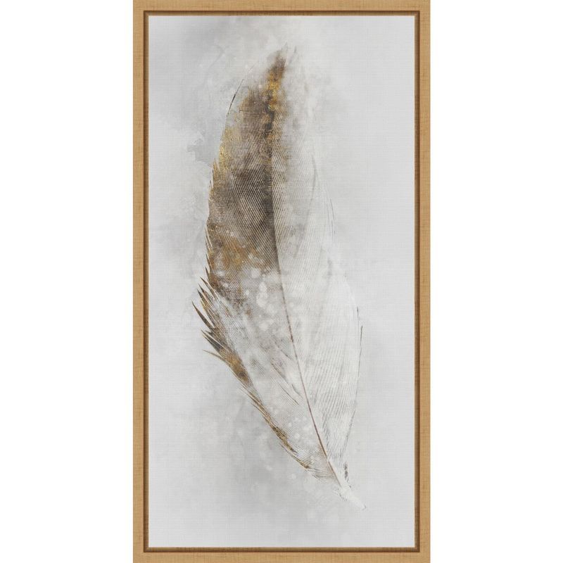 Golden Feather II Abstract Framed Canvas Wall Art