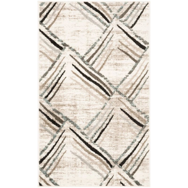 Round Multicolor Geometric Synthetic 36" Easy Care Area Rug