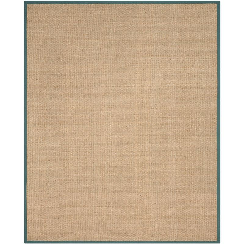 Natural and Light Blue Flat Woven Reversible Cotton Rug