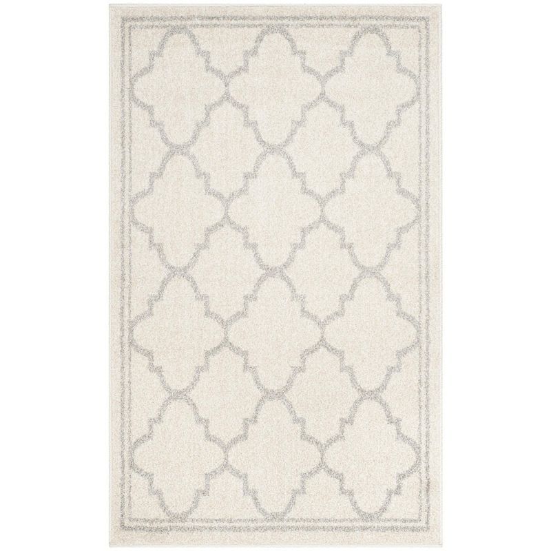 Geometric Beige & Light Grey Synthetic Easy-Care Area Rug