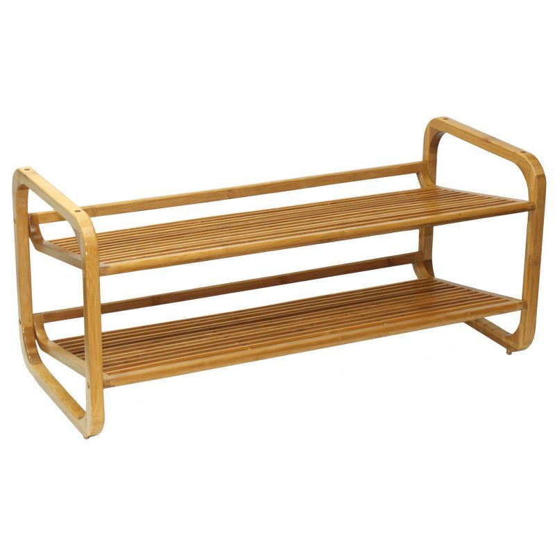 Natural Bamboo 2-Tier Stackable Shoe Rack