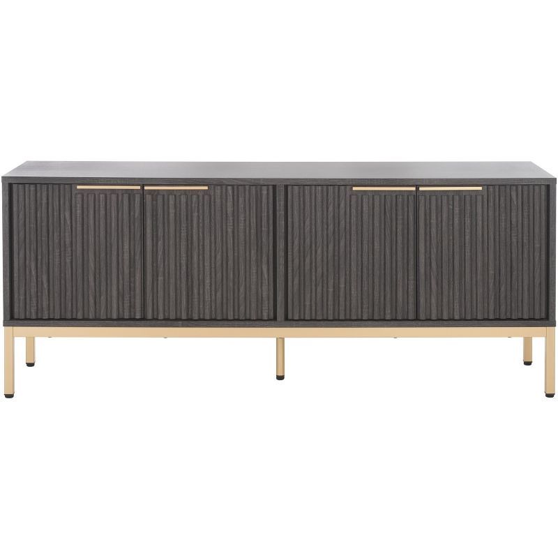 Lylia Distressed Black and Gold 61" Wood Media Stand