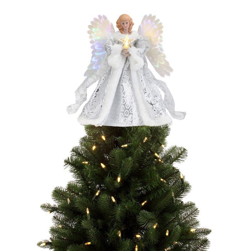 12" White Porcelain Fiber Optic Angel Tree Topper