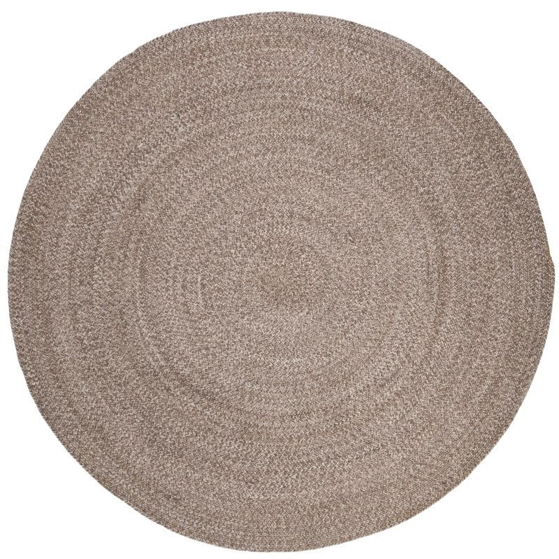 Handwoven Ivory & Beige Braided Cotton Round Rug - 7ft Diameter