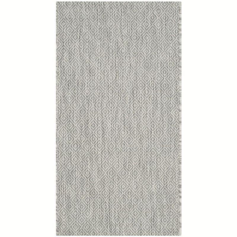 Reversible Easy-Care Gray Synthetic Rectangular Indoor/Outdoor Rug 24"x43"