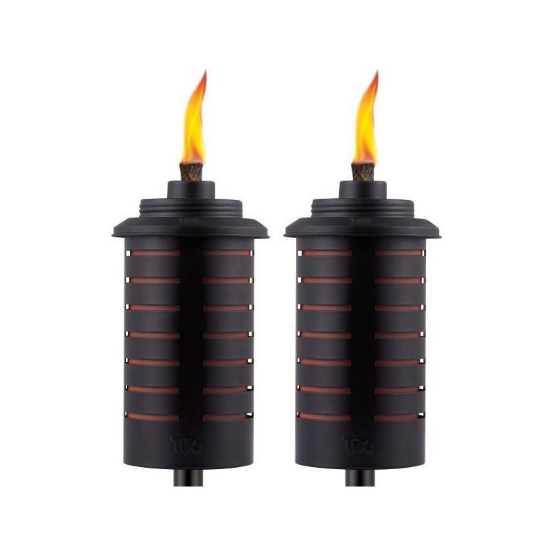 TIKI 65-Inch Black and Orange Metal Garden Torch Set