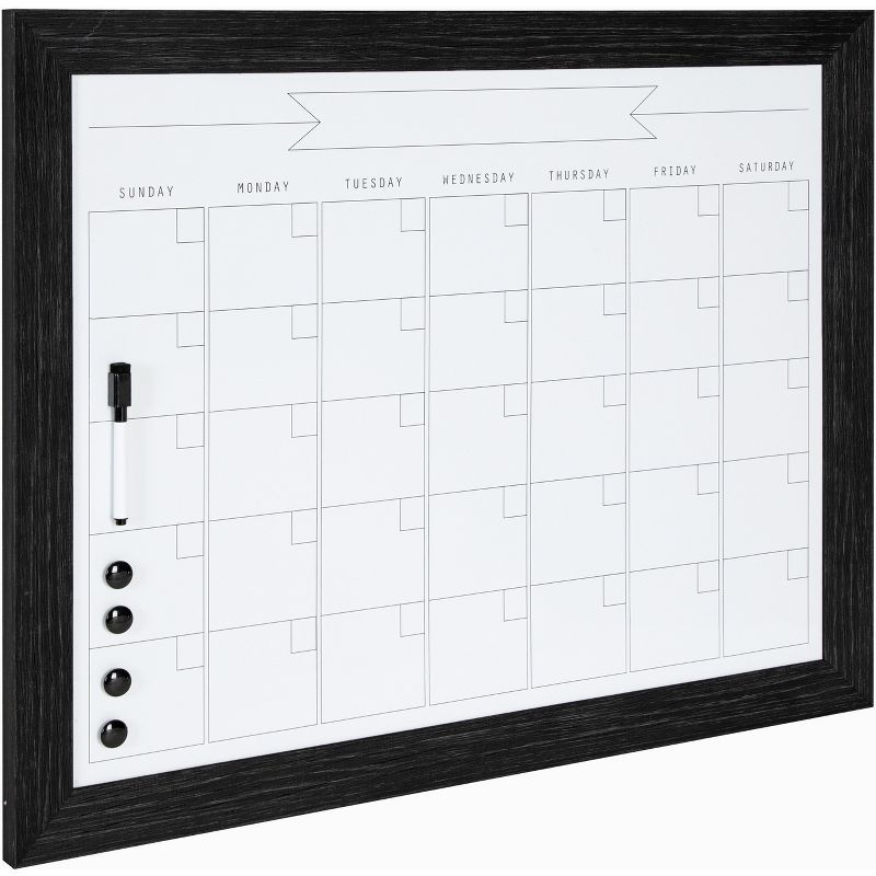 Black Framed Magnetic Dry Erase Monthly Calendar Board