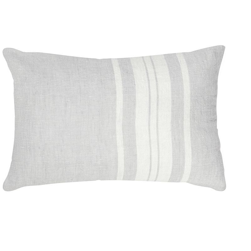 Light Grey and White Striped Linen Pillow