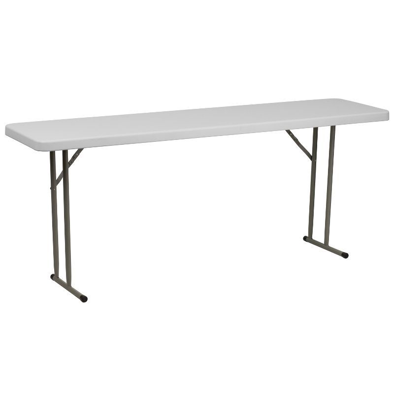 Granite White 6-Foot Rectangular Plastic Folding Table with Locking Legs