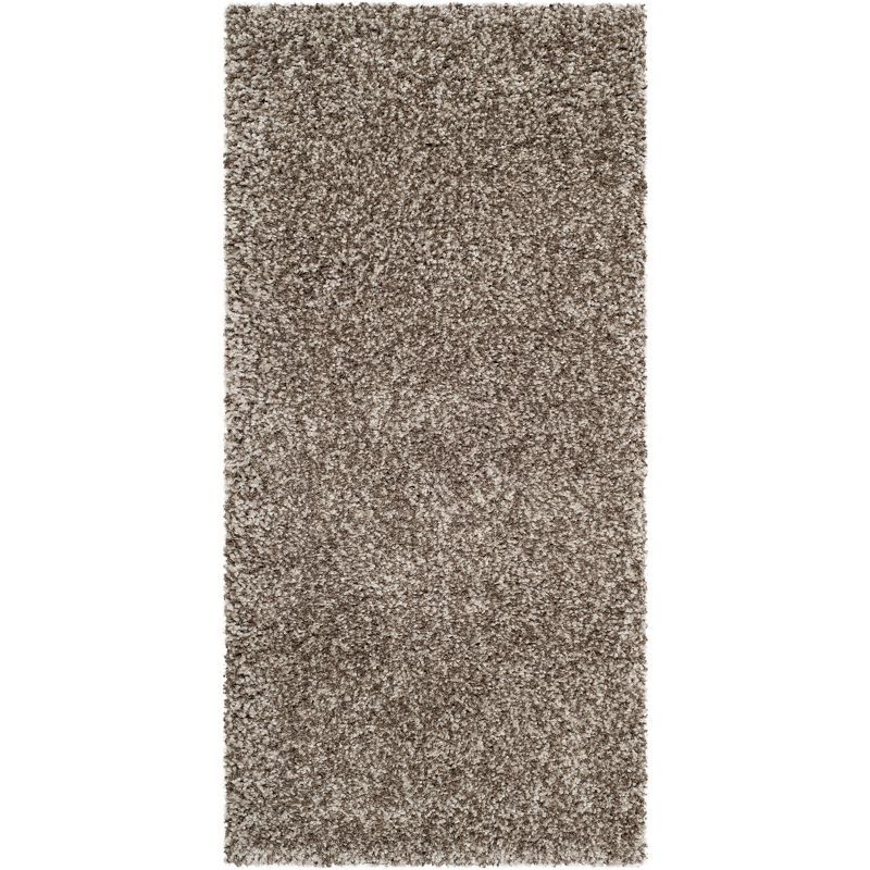 Luxurious Gray Hand-Knotted Shag Rug in Wool and Synthetic Blend - 2' x 4'