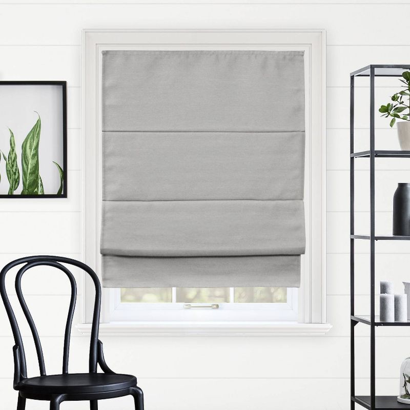 Pearl Gray Cordless Blackout Fabric Roman Shade 34" x 64"