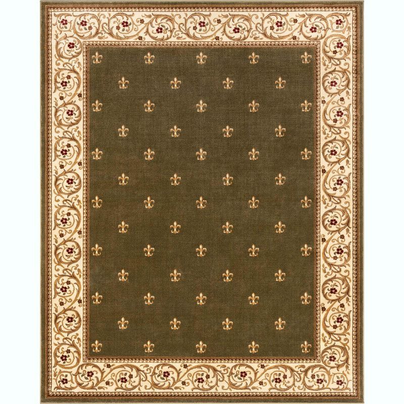Barclay Green and Beige Synthetic Fiber Traditional Area Rug