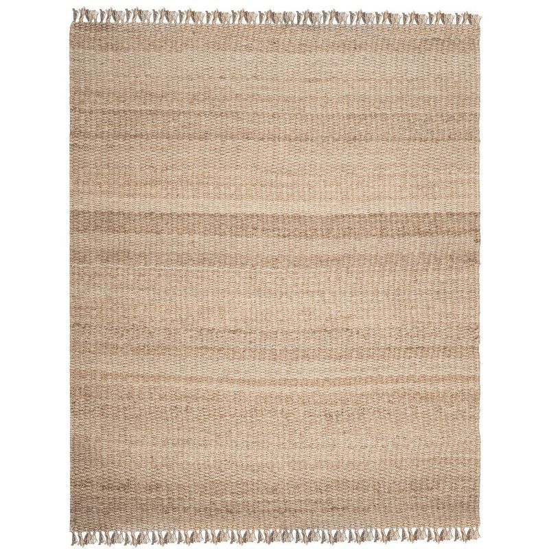 Natural Jute Handwoven 8' x 10' Area Rug with Fringe