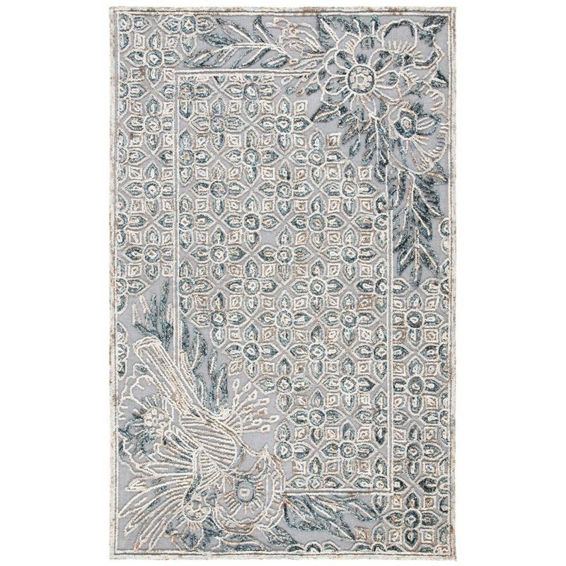 Gray and Beige Hand-Tufted Wool Area Rug, 3' x 5'